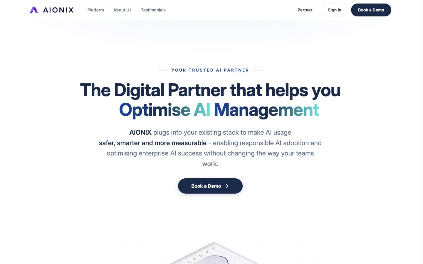 The Aionix landing page